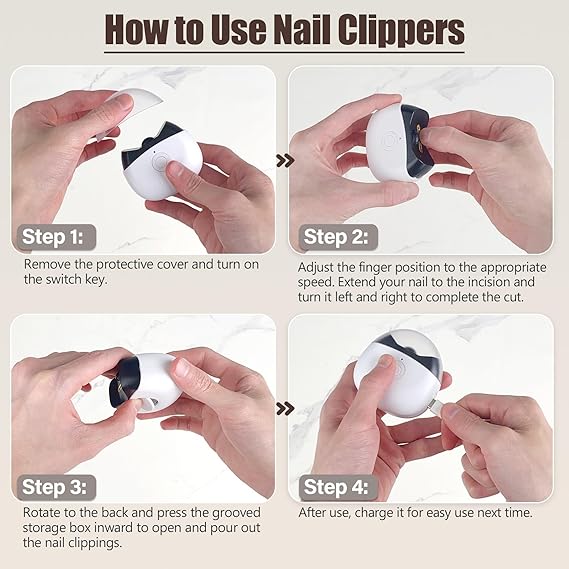 Electric Automatic Nail Clipper,Electric Baby Nail Clippers with Light,Rechargeable Nail Clippers with Catcher