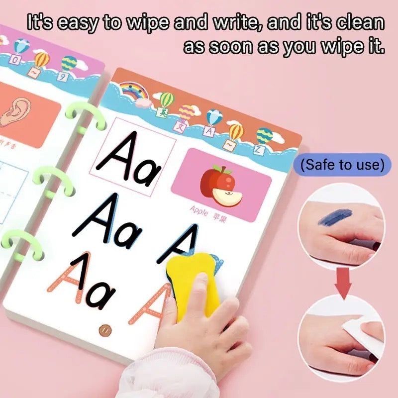 A4 Kids Educational Learning Tracing Book | 64 Pages Dot-to-Dot Activity Workbook with 2 Markers & Duster
