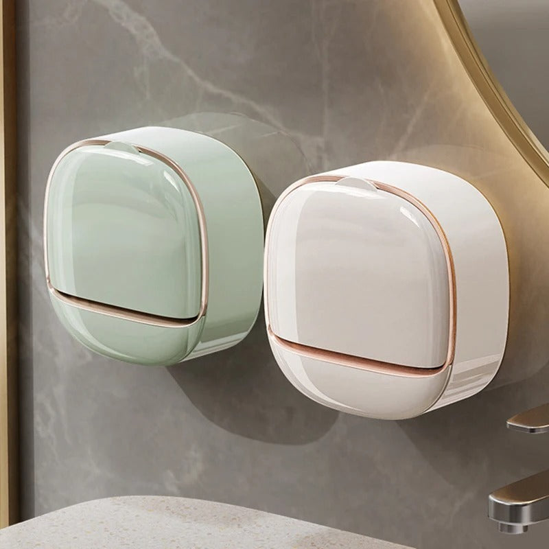 1PC Soap Box Wall Mounted Light Luxury Soap Holder Punch Free Drain Laundry Soap Box Easy Cleaning