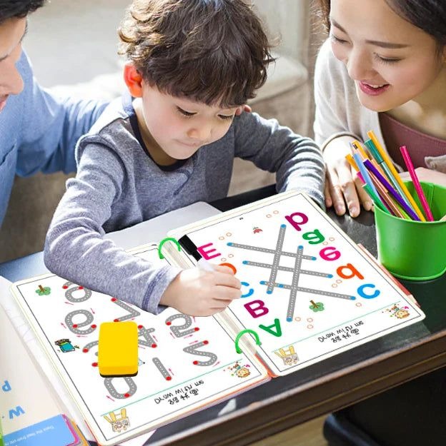 A4 Kids Educational Learning Tracing Book | 64 Pages Dot-to-Dot Activity Workbook with 2 Markers & Duster