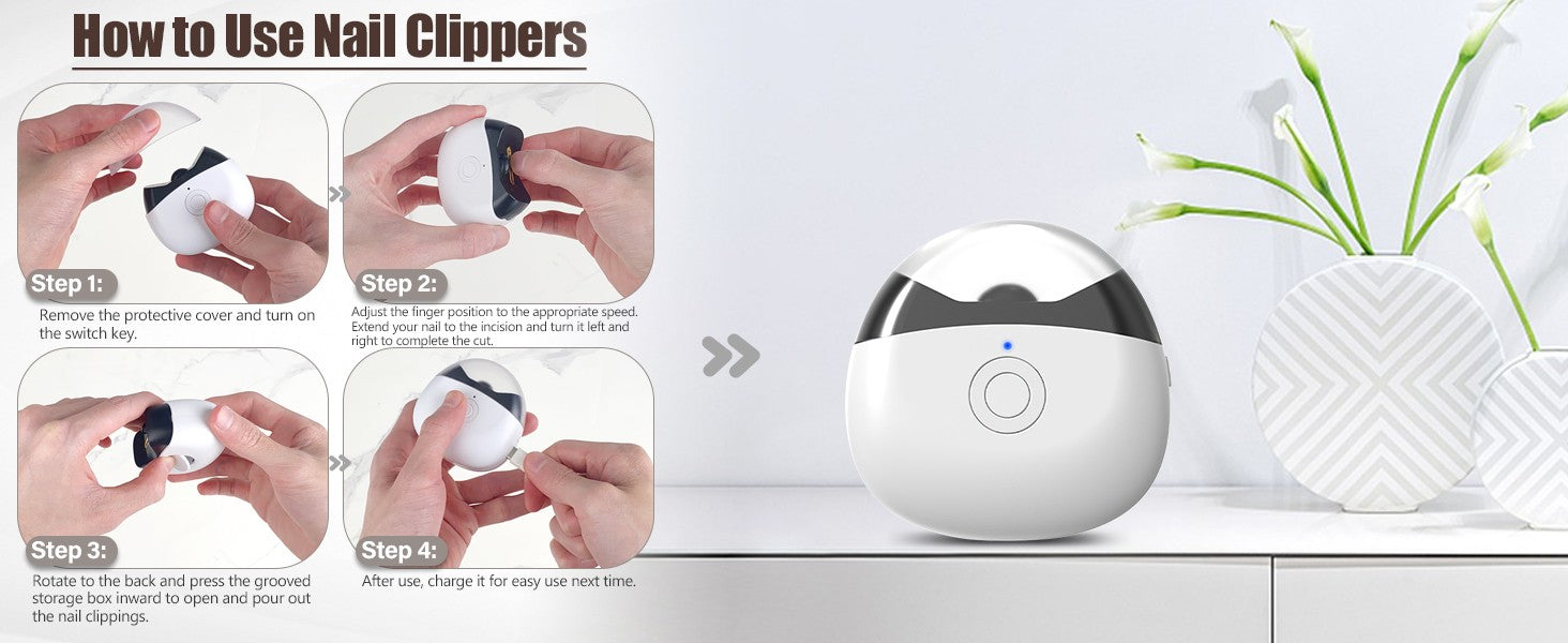 Electric Automatic Nail Clipper,Electric Baby Nail Clippers with Light,Rechargeable Nail Clippers with Catcher
